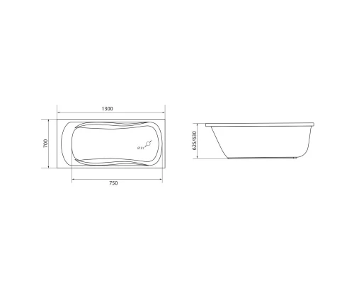 Акриловая ванна 130x70 см 1Marka Classic 01кл1370 А