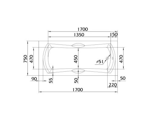 Акриловая ванна 170x75 см 1Marka Agora 01аго1775
