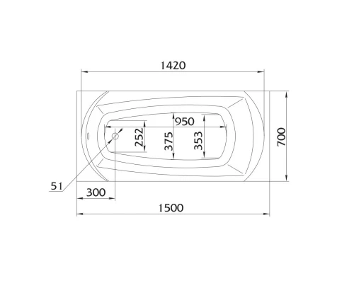 Акриловая ванна 150x70 см 1Marka Elegance 01эл1570