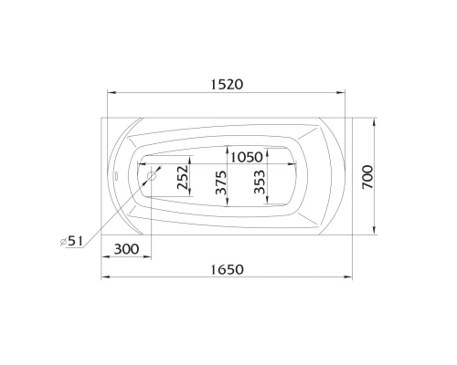 Акриловая ванна 165x70 см 1Marka Elegance 01эл16570
