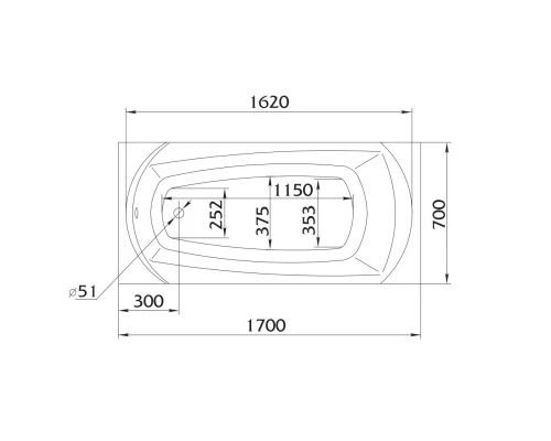 Акриловая ванна 170x70 см 1Marka Elegance 01эл1770