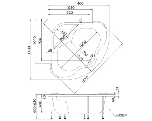 Акриловая ванна 140x140 см Marka One Afrodita 01аф1414