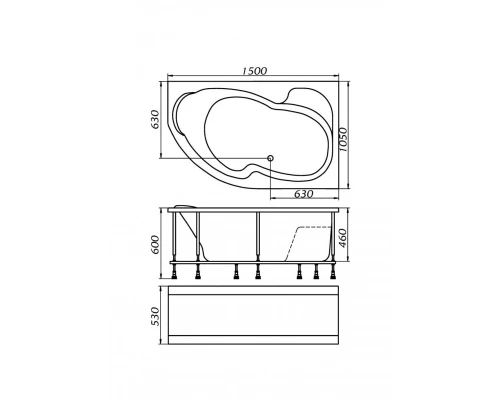 Акриловая ванна 150x105 см R Marka One Aura 01ау1510п