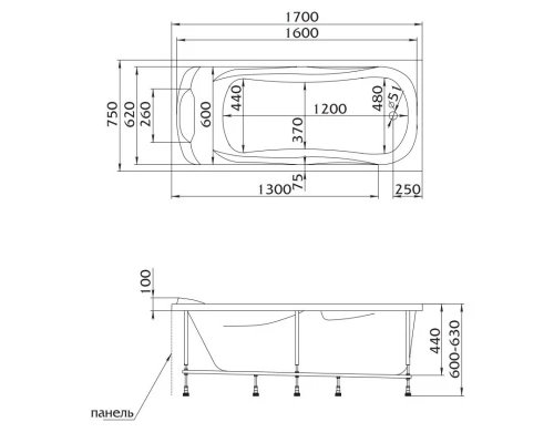 Акриловая ванна 170x75 см Marka One Dipsa 12017894