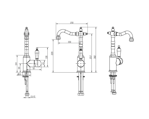 Смеситель для раковины Boheme Tradizionale Nero 242