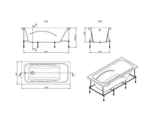 Акриловая ванна 170x70 см Roca Line ZRU9302924