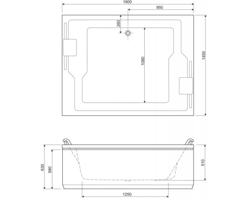 Акриловая ванна 190x145 см Cezares Plane Duo PLANE_DUO-190-145-51-W37