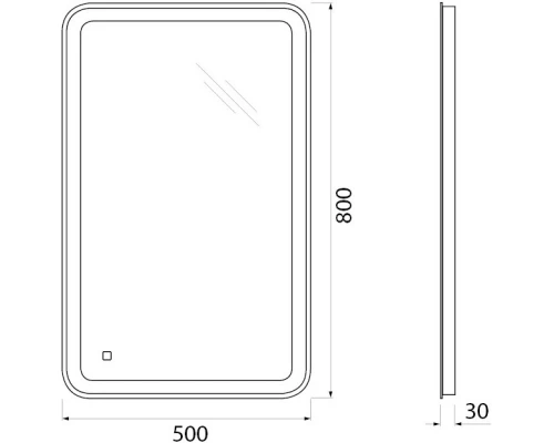 Зеркало 50x80 см BelBagno Marino SPC-MAR-500-800-LED-TCH