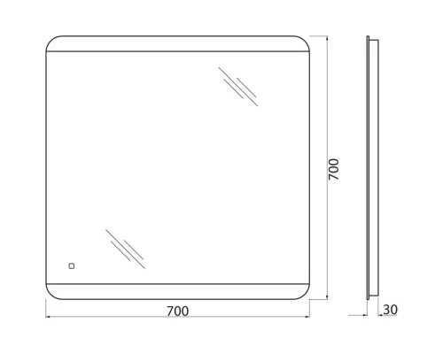 Зеркало 70x70 см BelBagno SPC-CEZ-700-700-LED-TCH