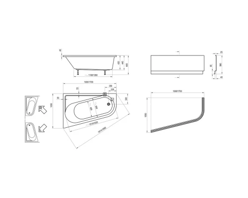 Акриловая ванна 170x105 см R Ravak Chrome CA41000000