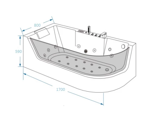 Акриловая гидромассажная ванна 170x80 см Grossman GR-17000L