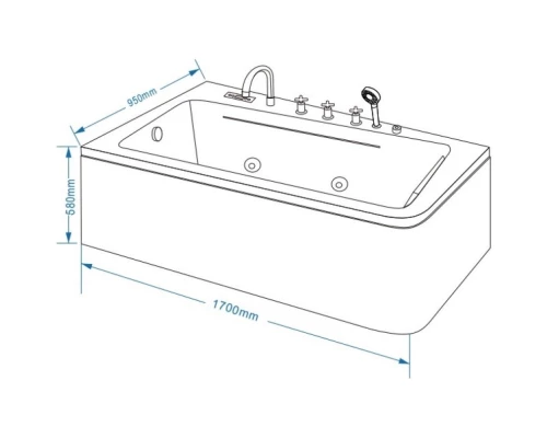 Акриловая гидромассажная ванна 170x95 см Grossman GR-17095L