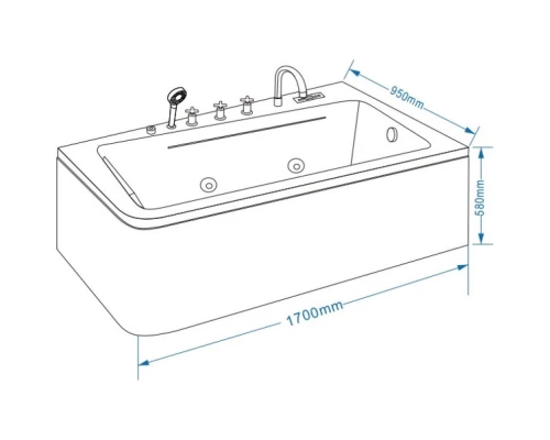 Акриловая гидромассажная ванна 170x95 см Grossman GR-17095R