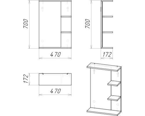 Зеркало 47x70 см дуб сонома/белый глянец Grossman Поло 204701