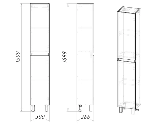 Пенал напольный дуб сонома/белый глянец L/R Grossman Поло 303003