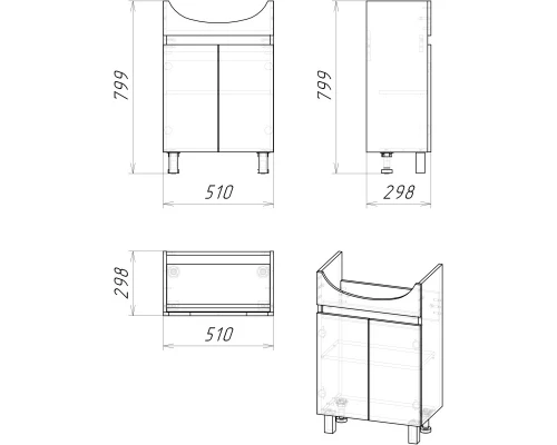 Тумба дуб сонома/белый глянец 51 см Grossman Поло 105501
