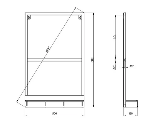 Зеркало 50x80 см черный Grossman Метрис 205001