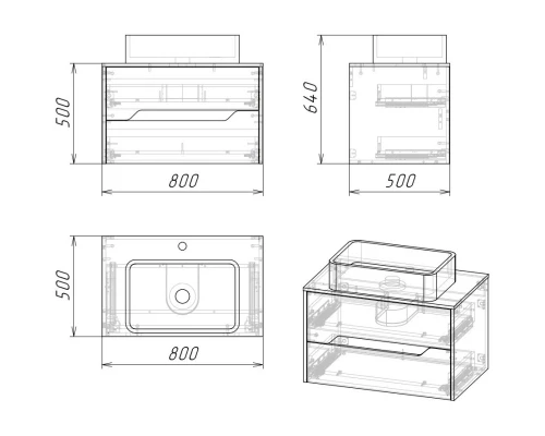 Тумба дуб винтаж/графит 80 см Grossman Лайф 108015