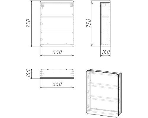 Зеркальный шкаф 55x75 см бетон пайн Grossman Талис 206006