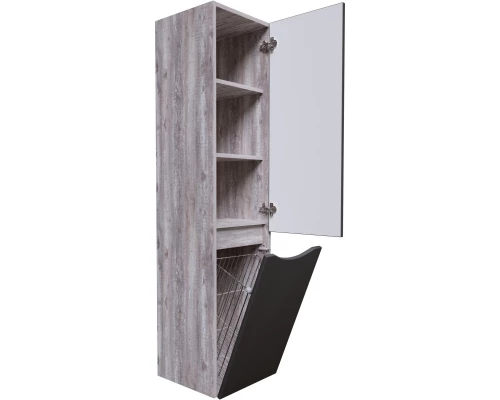 Пенал подвесной бетон пайн/графит матовый с бельевой корзиной L/R Grossman Талис 303507