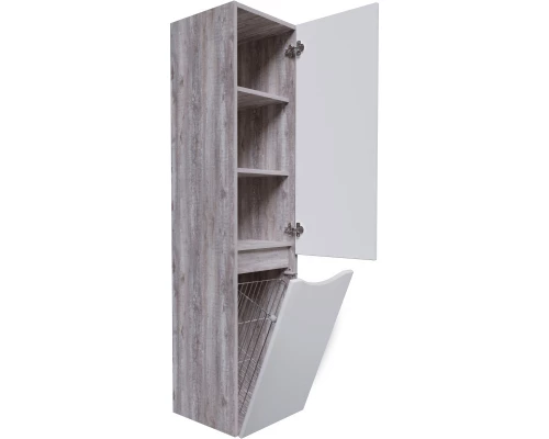 Пенал подвесной бетон пайн/белый глянец с бельевой корзиной L/R Grossman Талис 303508