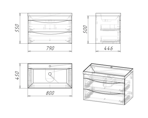 Тумба бетон пайн/белый глянец 79 см Grossman Талис 108014