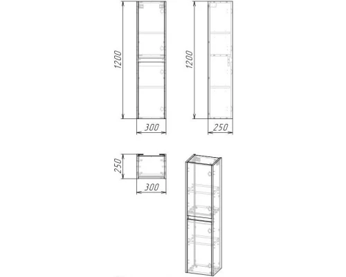 Пенал подвесной дуб веллингтон/графит L/R Grossman Смарт 303011