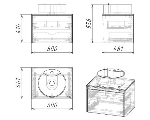 Тумба дуб веллингтон/графит 60 см Grossman Смарт 106009
