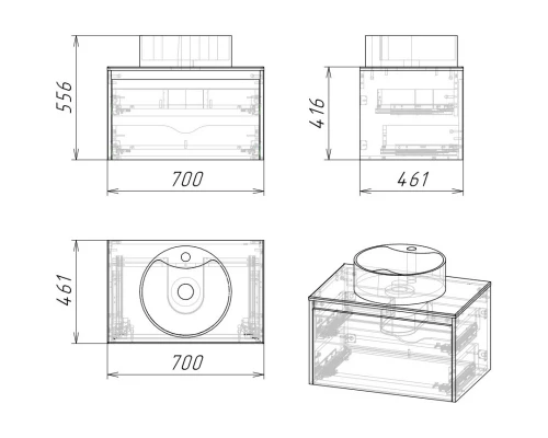 Тумба дуб веллингтон/графит 70 см Grossman Смарт 107009