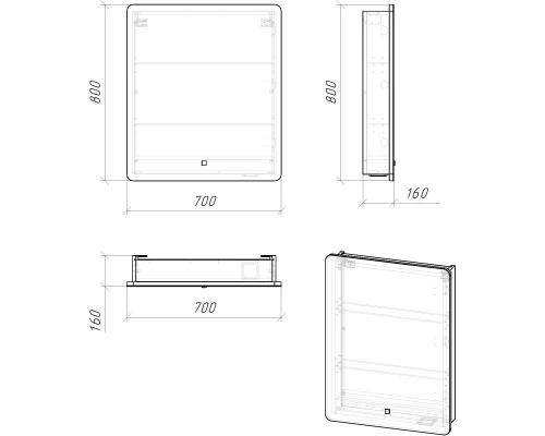 Зеркальный шкаф 70x80 см белый глянец Grossman Адель 207004
