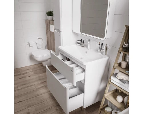 Зеркальный шкаф 80x80 см белый глянец Grossman Адель 208004