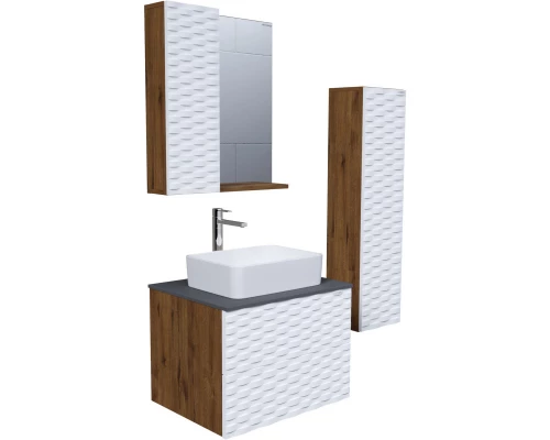 Зеркальный шкаф 65x75 см дуб веллингтон/белый матовый L Grossman Альба 206501