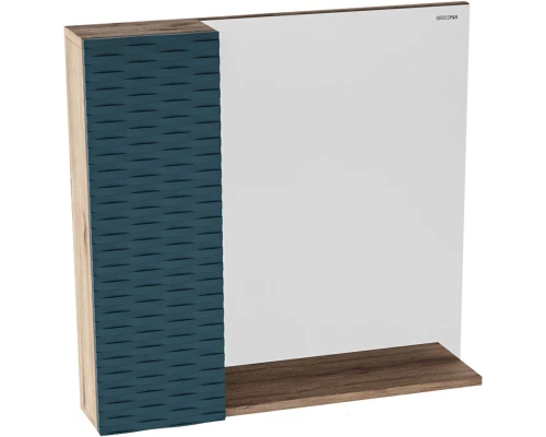 Зеркальный шкаф 80x75 см дуб веллингтон/бриз матовый L Grossman Альба 208005