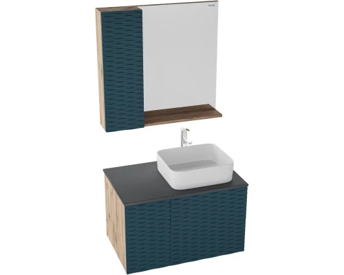 Зеркальный шкаф 80x75 см дуб веллингтон/бриз матовый L Grossman Альба 208005