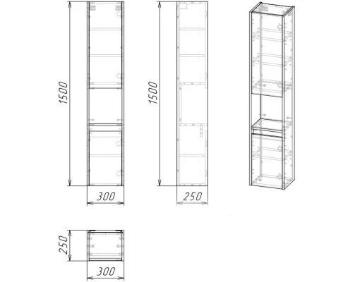 Пенал подвесной дуб веллингтон R Grossman Тенза 303008