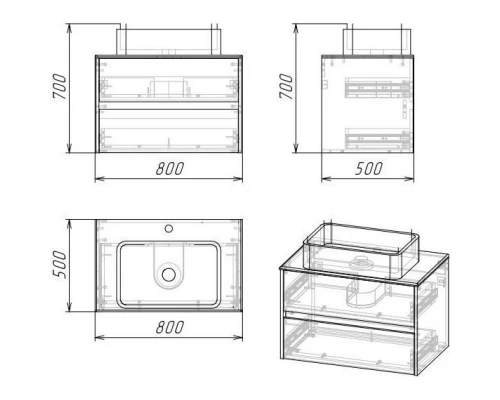 Тумба светлый цемент 80 см Grossman Эдванс 108010