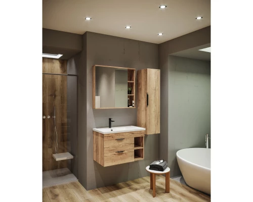 Зеркальный шкаф 80x70 см дуб галифакс Grossman Форта 208002