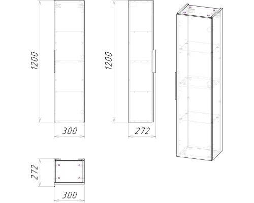 Пенал подвесной бетон L/R Grossman Кросс 303006