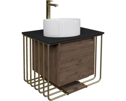 Тумба с раковиной дуб веллингтон/золотой 70 см Grossman Винтаж 107008 + GR-3013