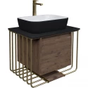 Тумба с раковиной дуб веллингтон/золотой 70 см Grossman Винтаж 107008 + GR-4041BW