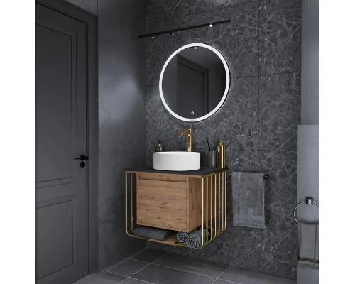 Тумба с раковиной дуб веллингтон/золотой 70 см Grossman Винтаж 107008 + GR-3013