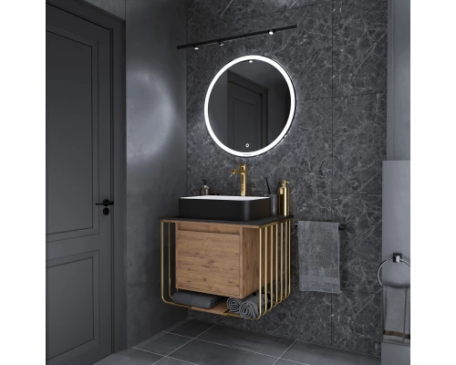 Тумба с раковиной дуб веллингтон/золотой 70 см Grossman Винтаж 107008 + GR-4043BW