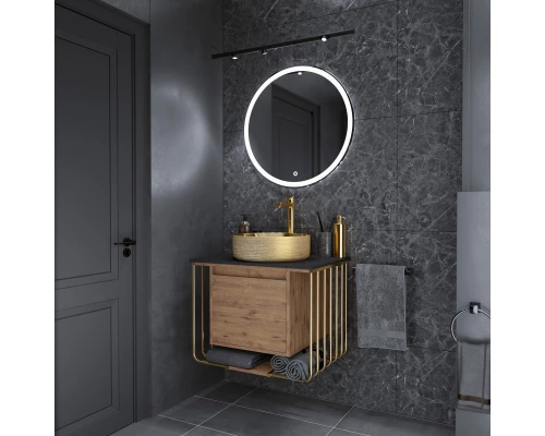 Тумба с раковиной дуб веллингтон/золотой 70 см Grossman Винтаж 107008 + GR-5010GG