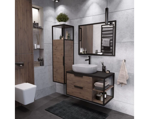 Тумба с раковиной дуб веллингтон/черный 90 см Grossman Лофт 109001 + GR-3020