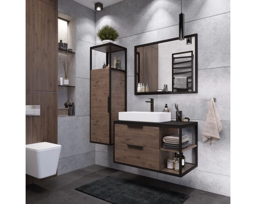 Тумба с раковиной дуб веллингтон/черный 90 см Grossman Лофт 109001 + GR-3031