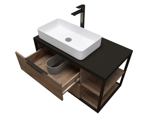 Тумба с раковиной дуб веллингтон/черный 90 см Grossman Лофт 109001 + GR-3031