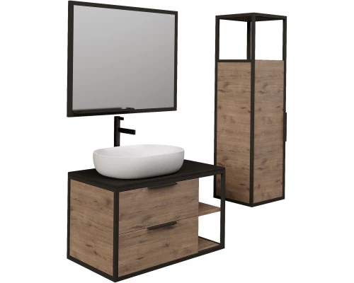 Комплект мебели дуб веллингтон/черный 90 см Grossman Лофт 109001 + GR-3015 + 209001