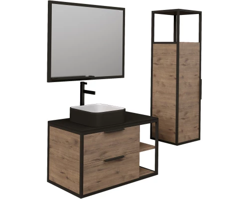 Комплект мебели дуб веллингтон/черный 90 см Grossman Лофт 109001 + GR4042BW + 209001