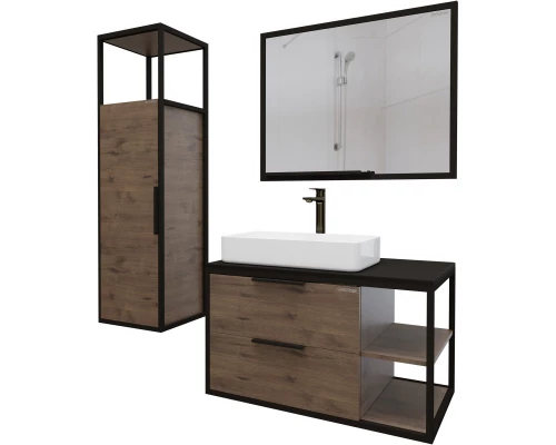 Комплект мебели дуб веллингтон/черный 90 см Grossman Лофт 109001 + GR-3031 + 209001