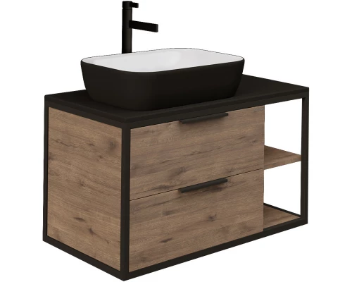 Комплект мебели дуб веллингтон/черный 90 см Grossman Лофт 109001 + GR-4041BW + 209001